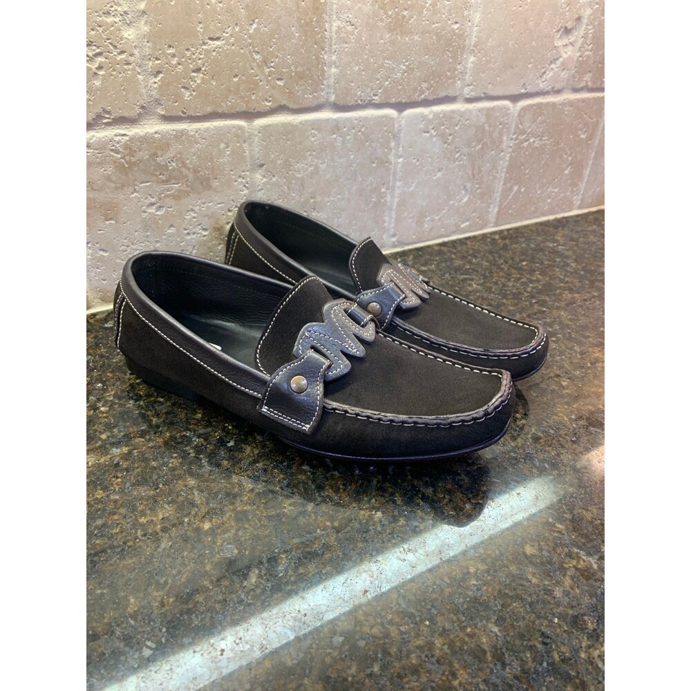 Vintage Moschino Suede Driving Loafer Moc Toe Size 44 EU 11 US Made in Italy
